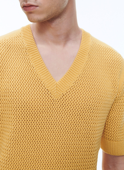T-shirt homme jaune laine et coton Fursac - 23EA2BAJE-BA02/54