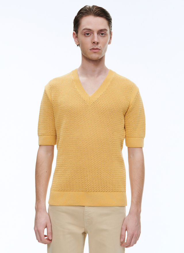 T-shirt homme jaune laine et coton Fursac - 23EA2BAJE-BA02/54