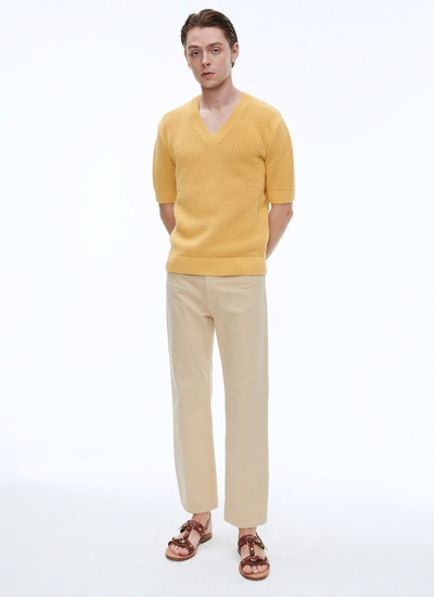 T-shirt homme jaune laine et coton Fursac - A2BAJE-BA02-54