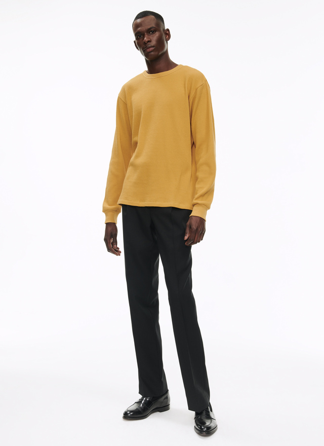 T-shirt homme jaune moutarde jersey de coton Fursac - 22HJ2ABEI-AJ18/50