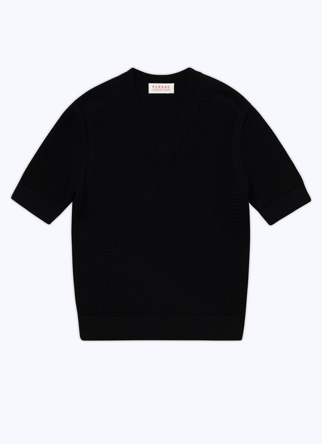 T-shirt noir homme laine et coton Fursac - 23EA2BAJE-BA02/20