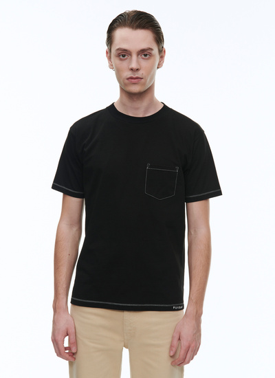 T-shirt homme noir jersey de coton Fursac - 23EJ2ATEE-BJ13/20