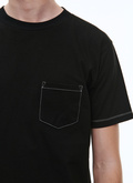 T-shirt noir en jersey de coton bio brodé - J2ATEE-BJ13-20