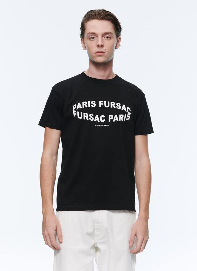 T-shirt homme noir coton Fursac - 22HJ2VETA-AJ14/20