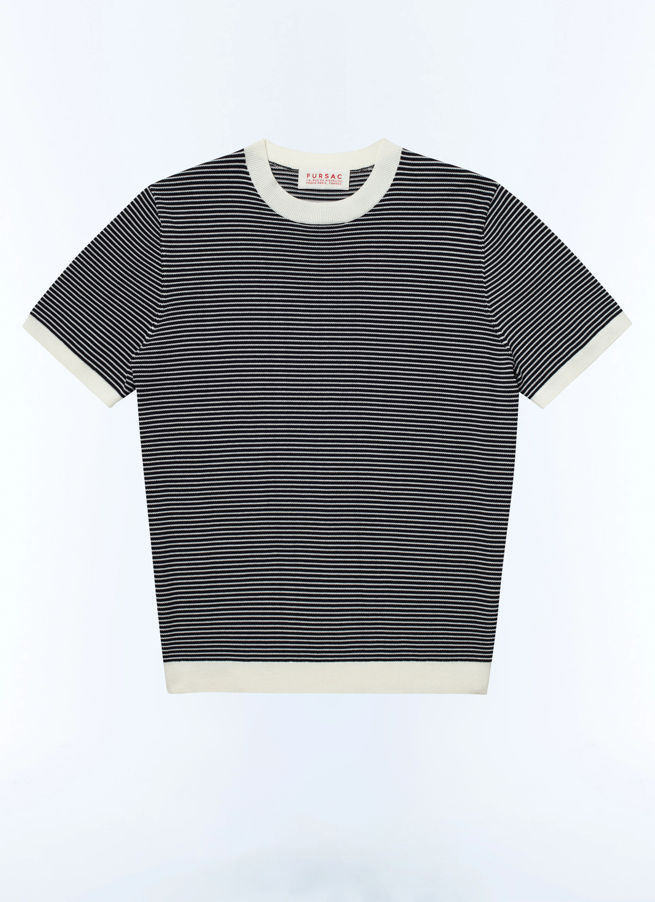 FURSAC - T-shirt rayé en coton mercerisé - Homme - Taille L - Bleu
