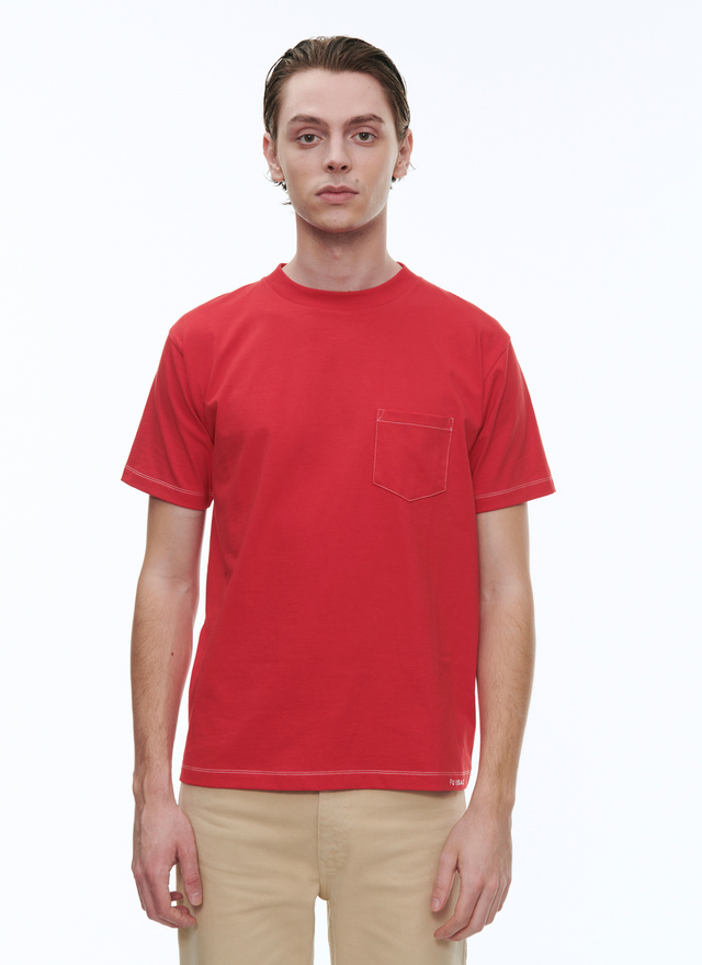 T-shirt homme rouge jersey de coton Fursac - 23EJ2ATEE-BJ13/79