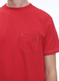T-shirt rouge en jersey de coton brodé - 23EJ2ATEE-BJ13/79