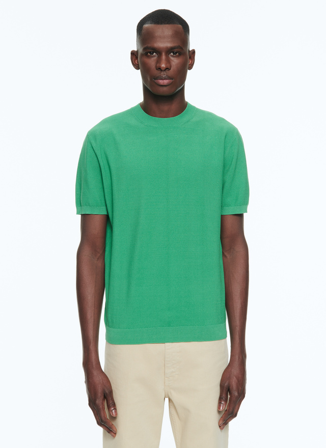 T-shirt homme vert coton mercerisé Fursac - A2SATI-SA01-89