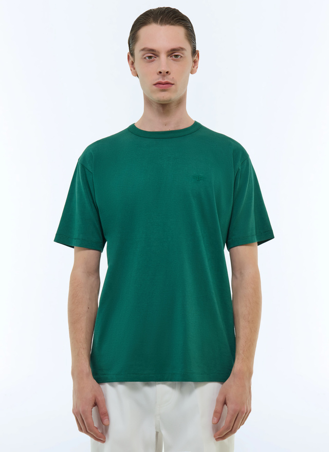 T-shirt homme vert émeraude jersey de coton biologique Fursac - J2CETA-EJ17-H009