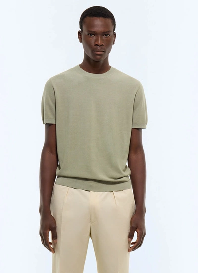 T-shirt homme vert sauge coton mercerisé Fursac - A2SATI-JA21-H005