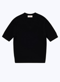 Black openwork wool and cotton t-shirt - 23EA2BAJE-BA02/20