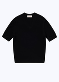 Black openwork wool and cotton t-shirt - A2BAJE-BA02-20