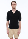 Black openwork wool and cotton t-shirt - A2BAJE-BA02-20