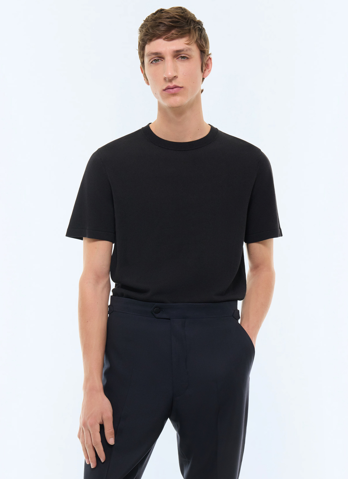 Men's t-shirt black organic cotton and viscose Fursac - A2JSOI-JA24-B020