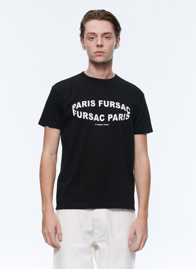 Men's t-shirt black cotton Fursac - 22HJ2VETA-AJ14/20