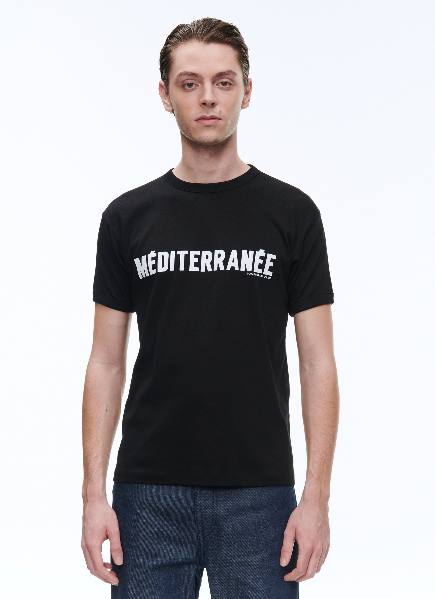 Men's t-shirt black organic cotton jersey Fursac - J2BING-BJ04-20