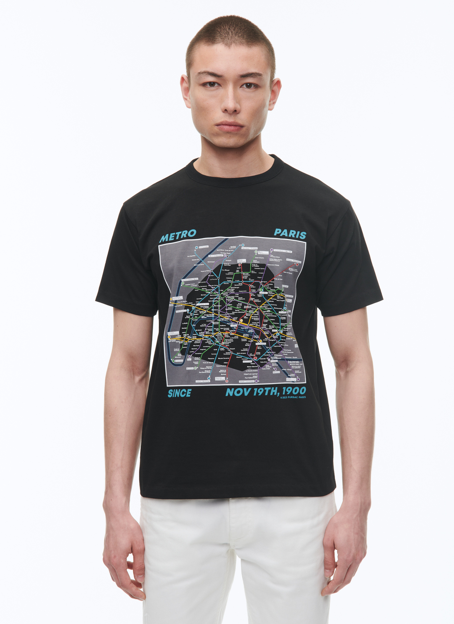 Men's t-shirt black cotton jersey Fursac - J2CETA-CJ05-B020