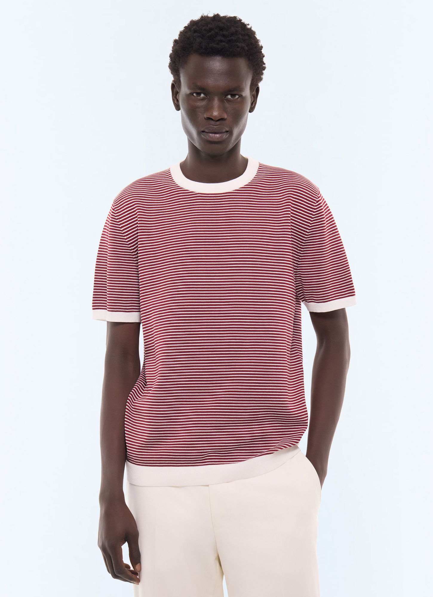 Men's t-shirt burgundy main fabric: 100% cotton Fursac - A2SATU-SA02-C014
