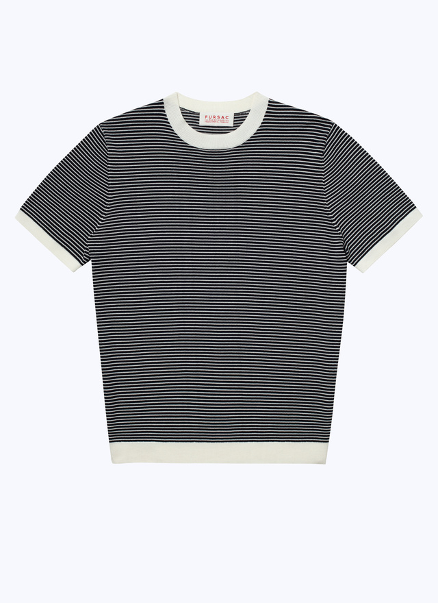 Men's white, ecru mercerized cotton t-shirt Fursac - A2SATU-SA02-30