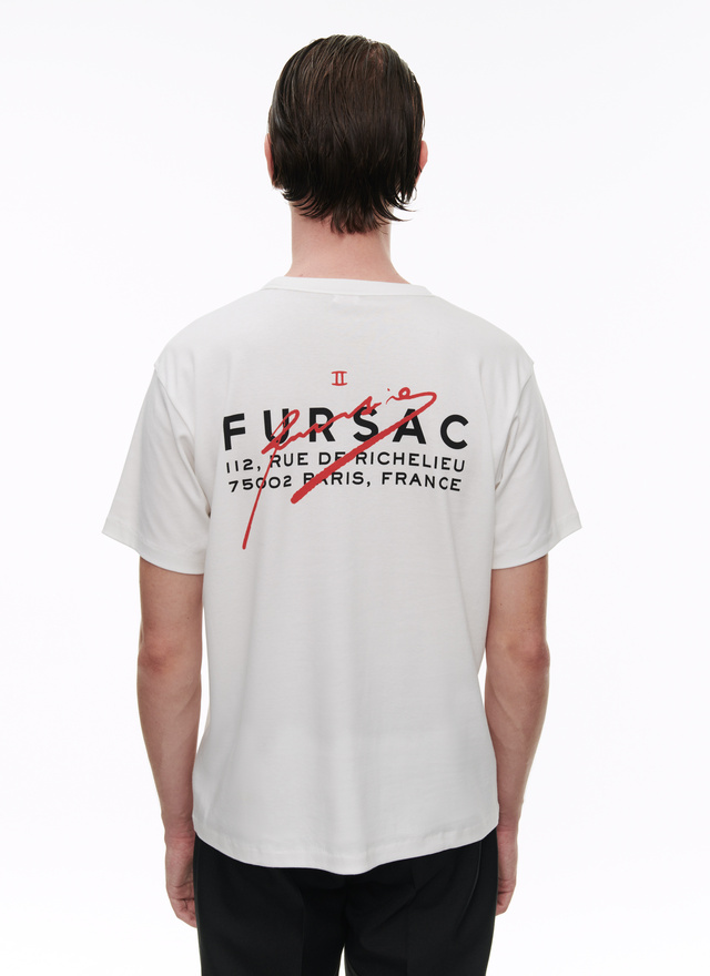 Men's white, ecru cotton jersey t-shirt Fursac - 22HJ2ARRU-AJ17/02