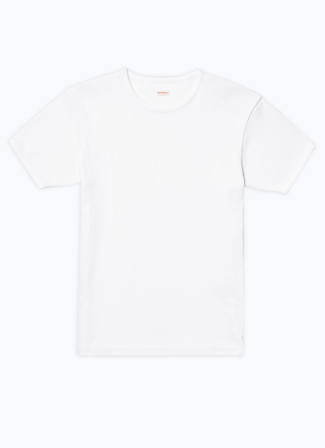Men's white, ecru cotton jersey t-shirt Fursac - J2DING-DJ01-A002