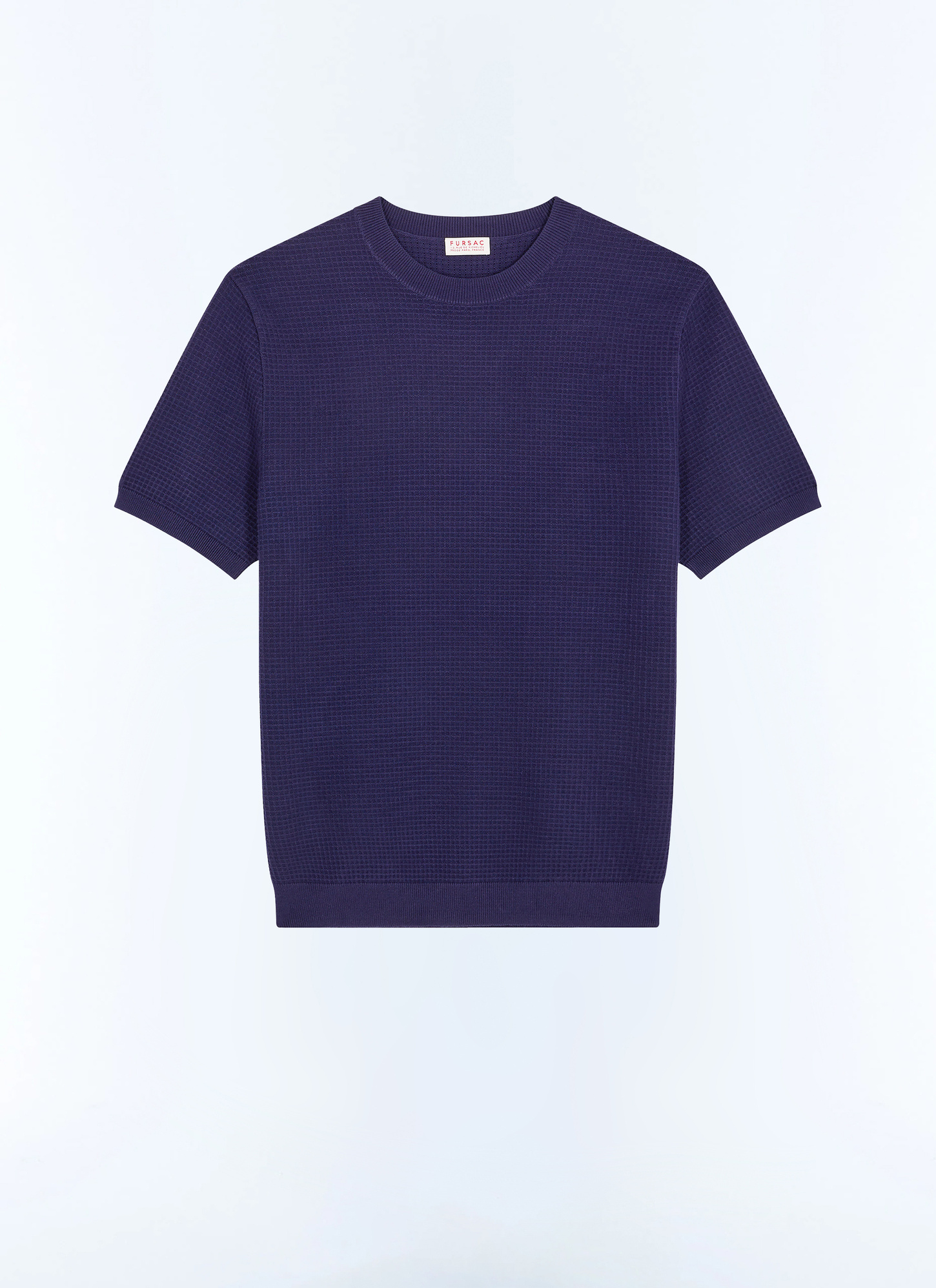 Men's blue, navy blue certified viscose and polyester waffle-knit t-shirt Fursac - A2JOAN-JA12-D030