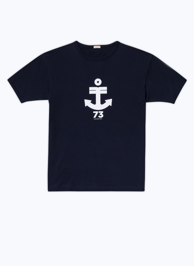 Men's blue, navy blue organic cotton t-shirt Fursac - J2DINK-DJ17-D030