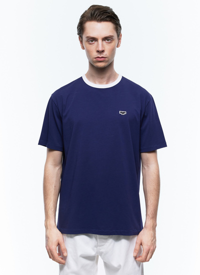Men's t-shirt navy blue organic cotton jersey Fursac - J2CETA-EJ12-D030