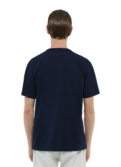 Fursac men's t-shirt - Navy blue t-shirt in organic cotton jersey J2CETA-EJ17-D030