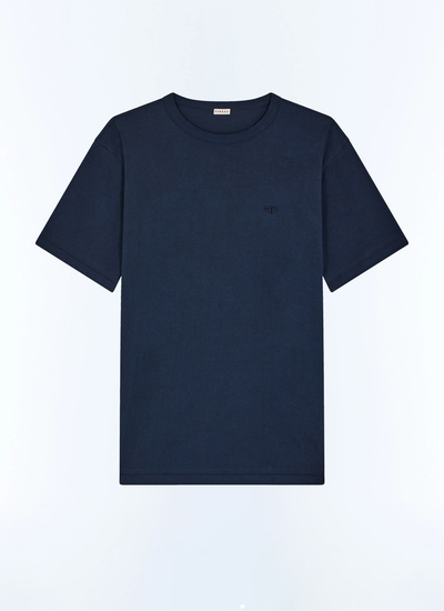 Men's blue, navy blue organic cotton jersey t-shirt Fursac - J2CETA-EJ17-D030