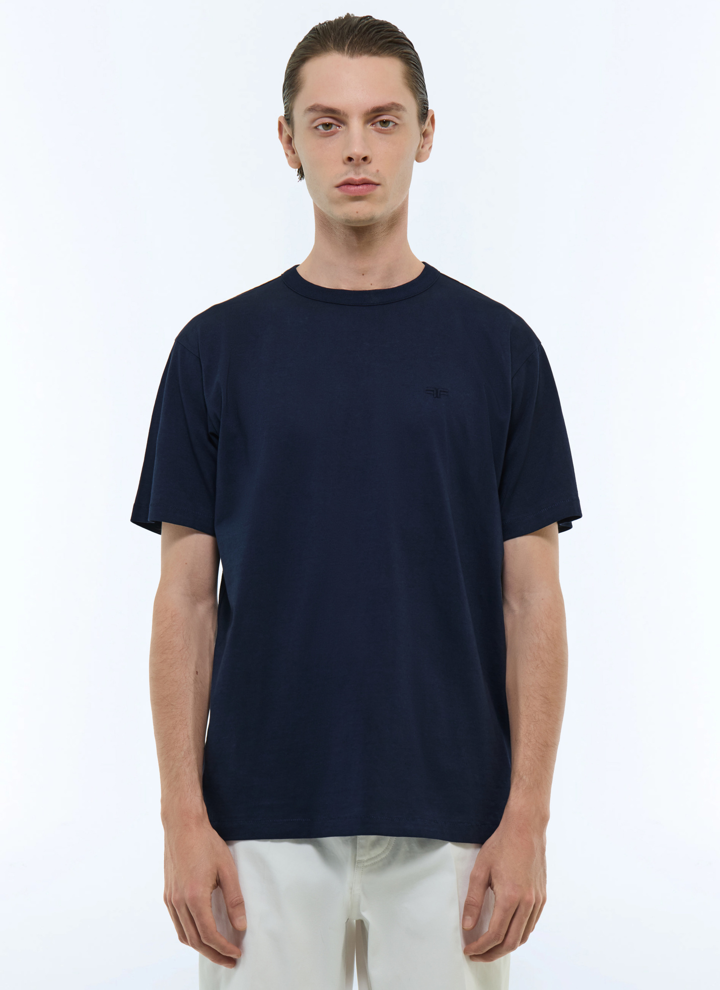 Men's t-shirt navy blue organic cotton jersey Fursac - J2CETA-EJ17-D030