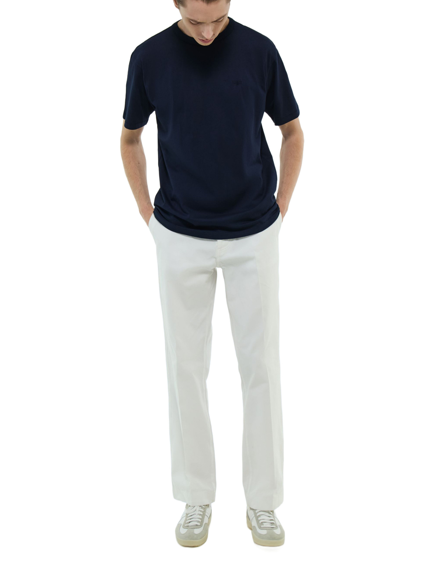 Men's blue, navy blue organic cotton jersey t-shirt Fursac - J2CETA-EJ17-D030