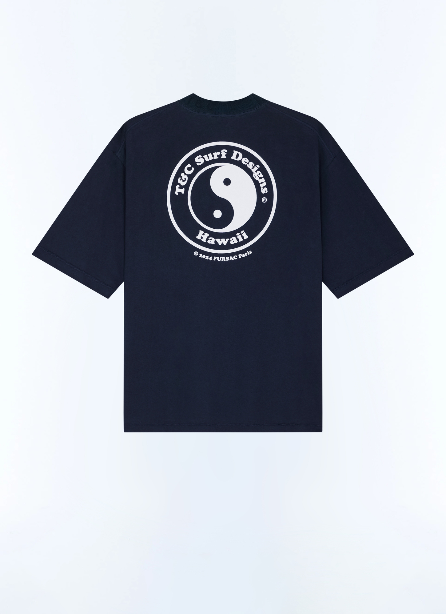 Men's blue, navy blue organic cotton jersey t-shirt Fursac - J2FAWA-FJ16-D030