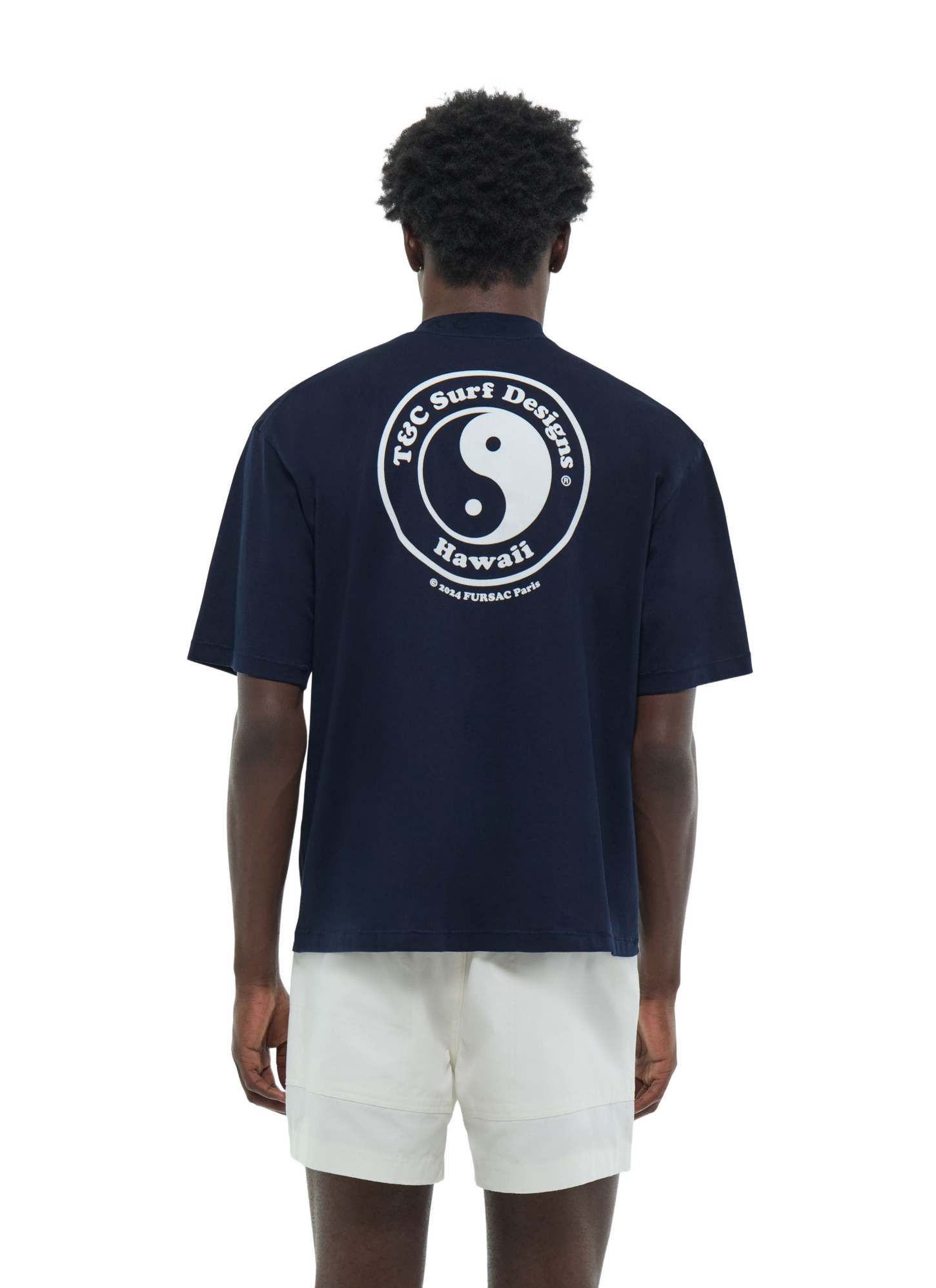 Men's t-shirt navy blue organic cotton jersey Fursac - J2FAWA-FJ16-D030