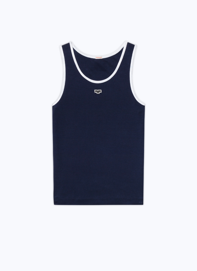 Men's blue, navy blue organic cotton t-shirt Fursac - J2DEDD-DJ16-D030