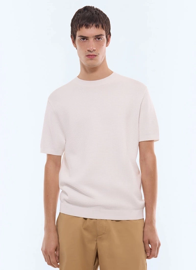 Men's t-shirt off-white waffle-knit viscose and polyester Fursac - A2JOAN-JA12-A001
