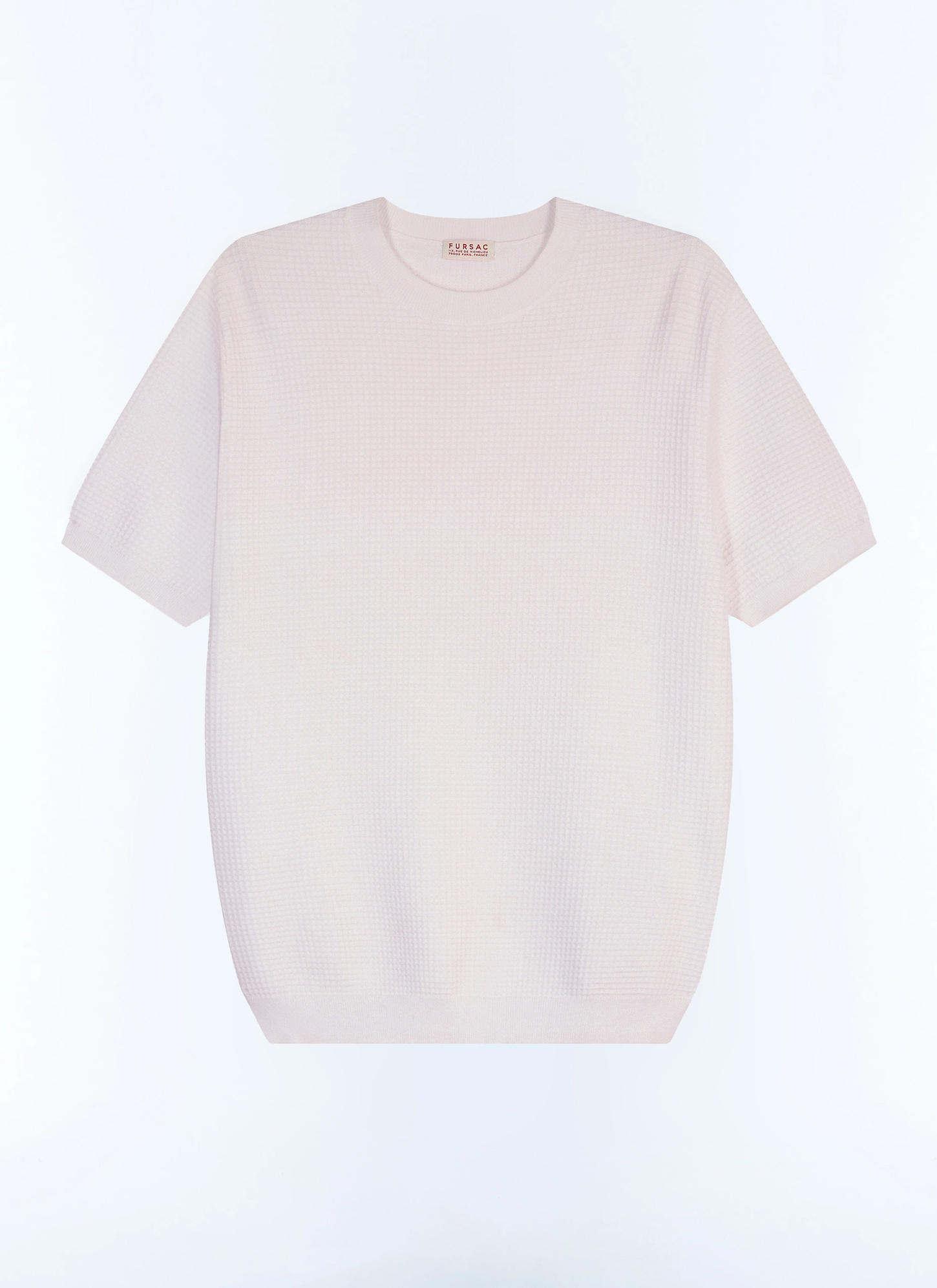 Men's white, ecru waffle-knit viscose and polyester t-shirt Fursac - A2JOAN-JA12-A001