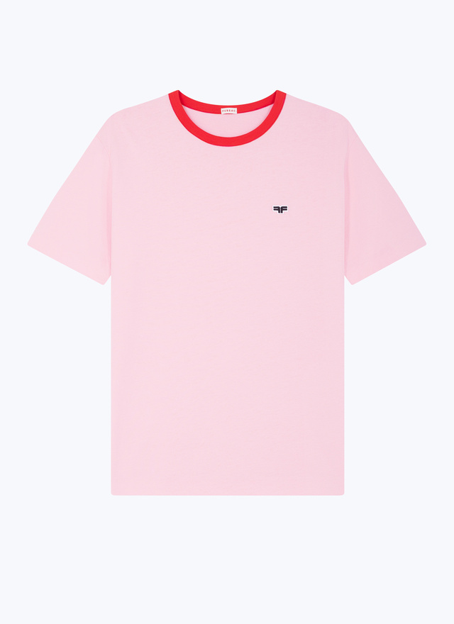 Men's pink organic cotton jersey t-shirt Fursac - J2CETA-EJ12-F007