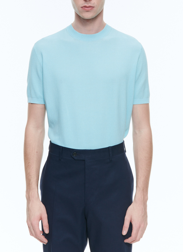 Men's t-shirt sky blue mercerized cotton Fursac - A2SATI-SA01-D006