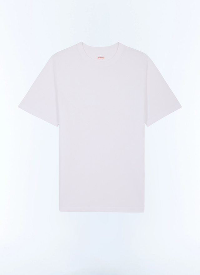 Men's white, ecru organic cotton and viscose t-shirt Fursac - A2JSOI-JA24-A001