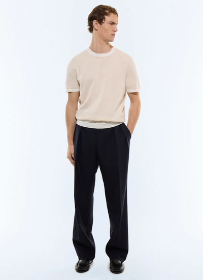 Men's white and beige stripes t-shirt Fursac - A2SATU-JA22-A006