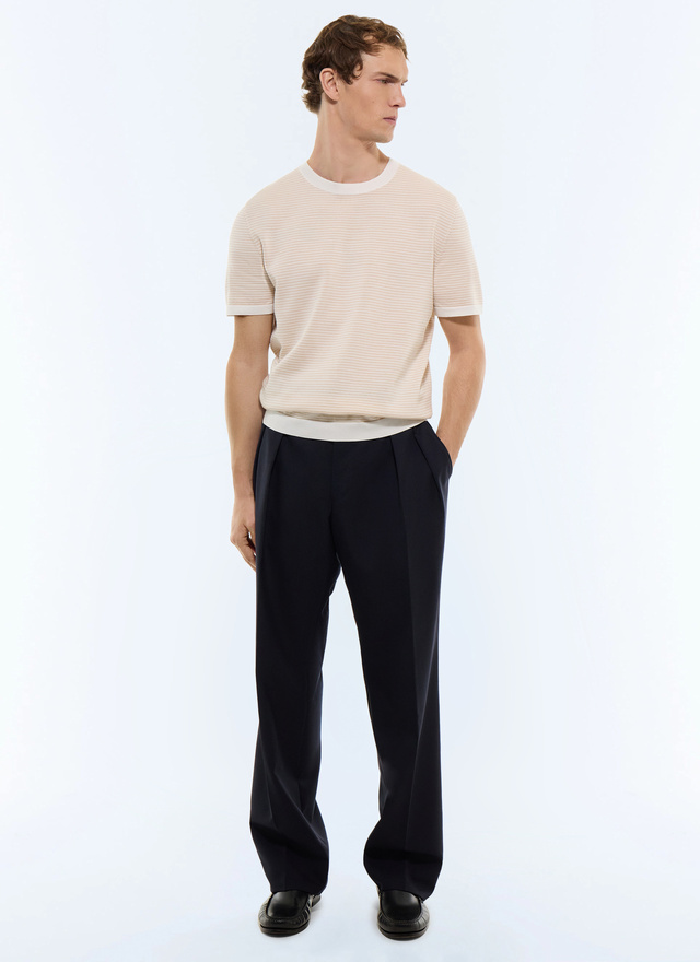 Men's white and beige stripes t-shirt Fursac - A2SATU-JA22-A006