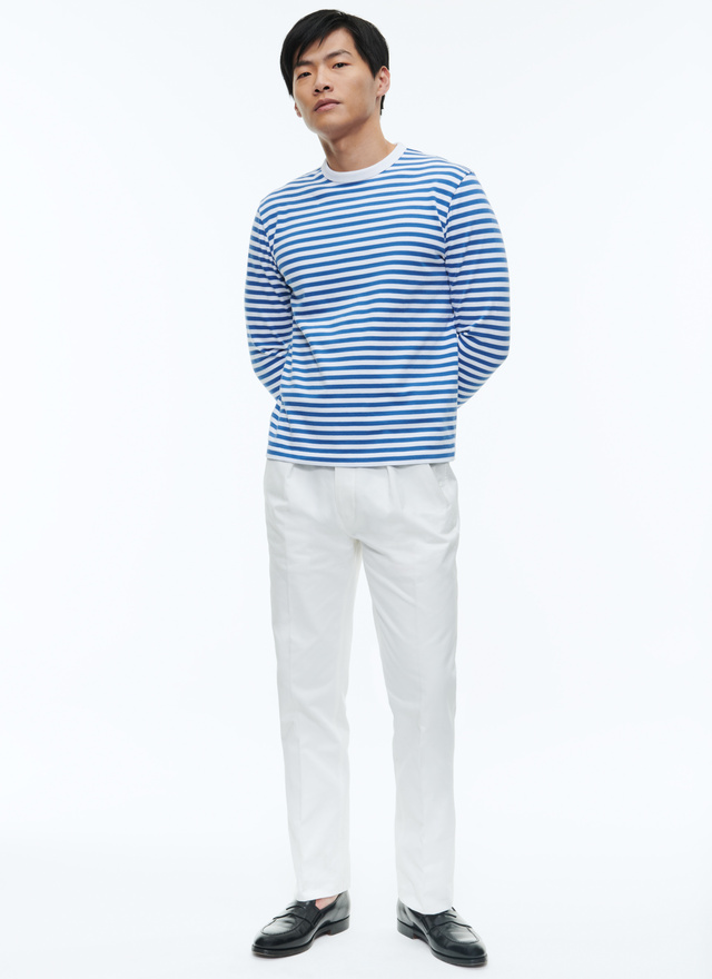 Men's white and navy blue stripes t-shirt Fursac - J2DOUG-DJ07-D014