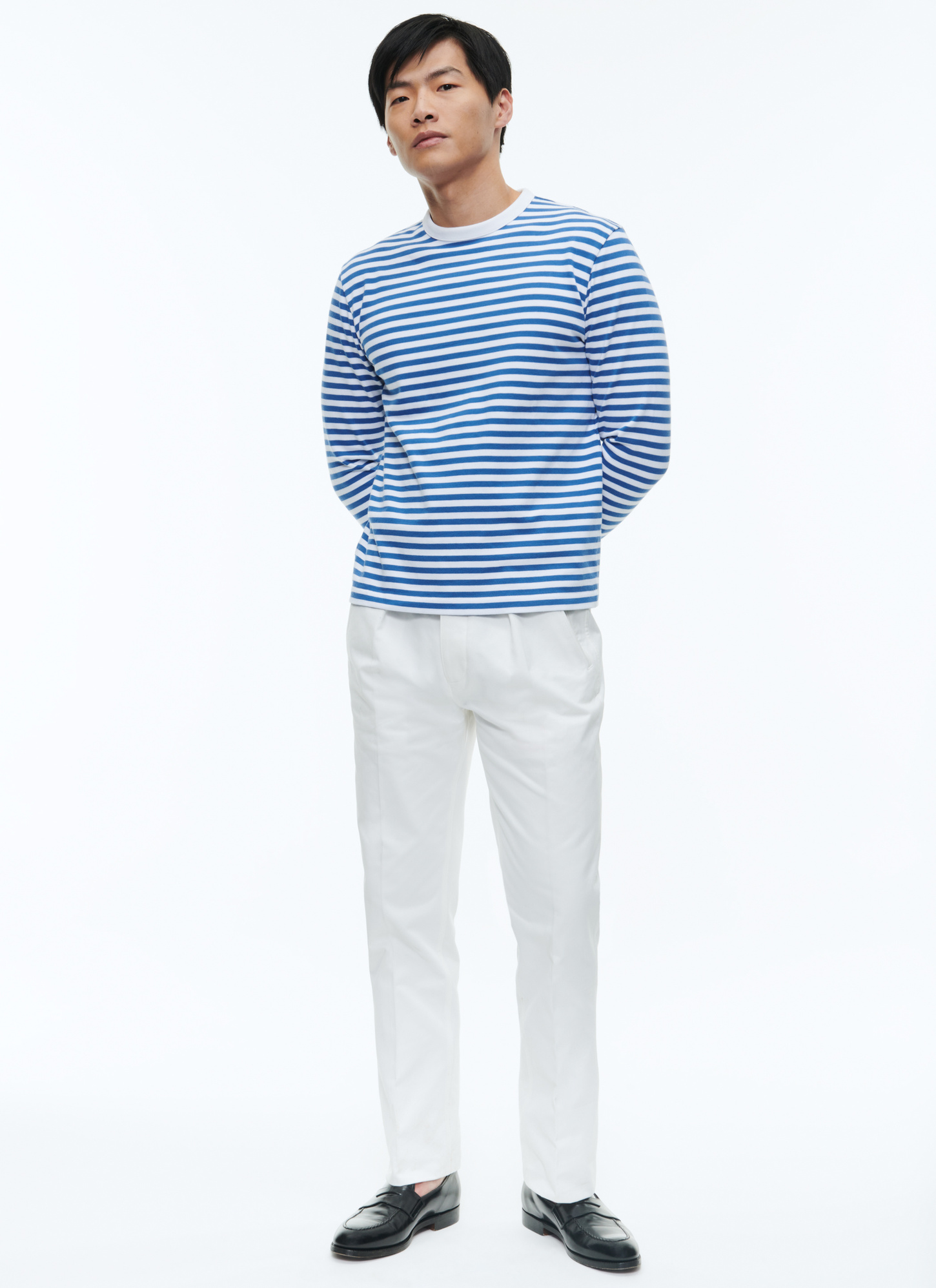 Men's white and navy blue stripes t-shirt Fursac - J2DOUG-DJ07-D014