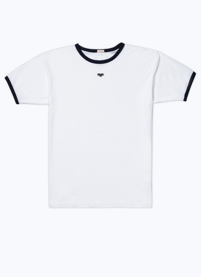 Men's white, ecru organic cotton interlock t-shirt Fursac - J2DINK-DJ16-A001