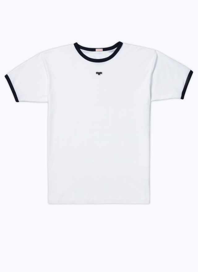Men's white, ecru organic cotton interlock t-shirt Fursac - J2DINK-DJ16-A001