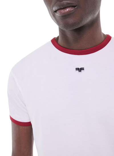 Men's white, ecru organic cotton t-shirt Fursac - J2DINK-DJ16-A015