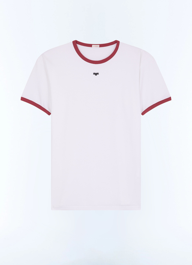 Men's white, ecru organic cotton t-shirt Fursac - J2DINK-DJ16-A015