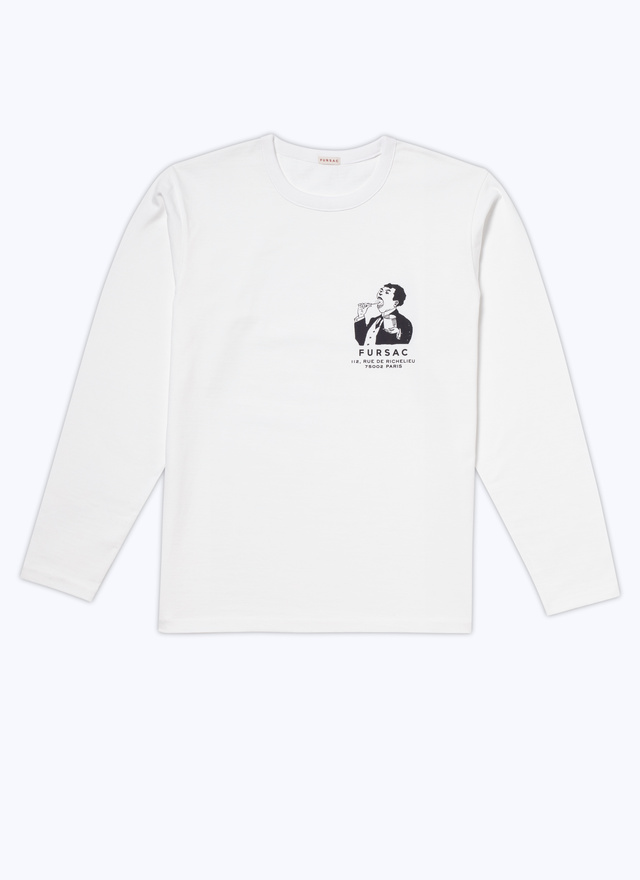 Men's white, ecru cotton jersey t-shirt Fursac - J2CIRA-CJ02-A001