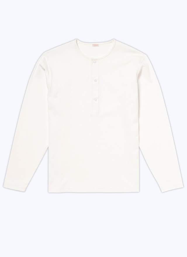 Men's white, ecru cotton jersey t-shirt Fursac - J2BOPA-TJ24-01